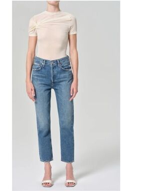 Agolde | Riley high rise raw hem straight crop jeans